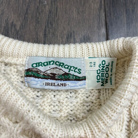 Aran Crafts Irish Knit Merino Wool Crew Neck Sweater - Picture 4 of 4